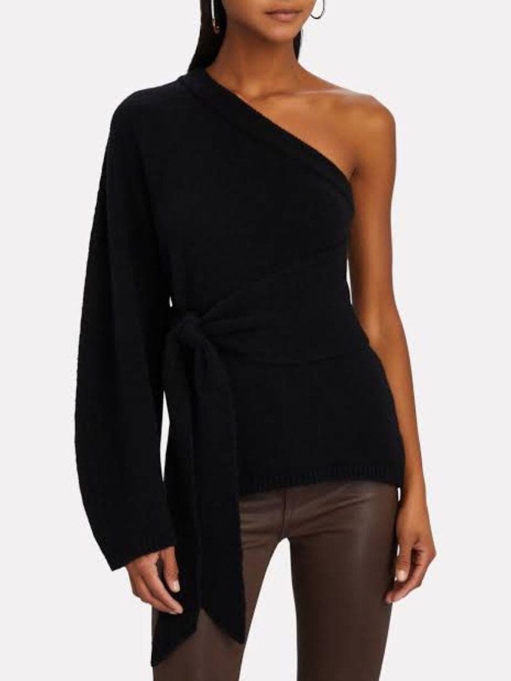 Nanushka NWT Asymmetrical Black Tie-Waist Sweater